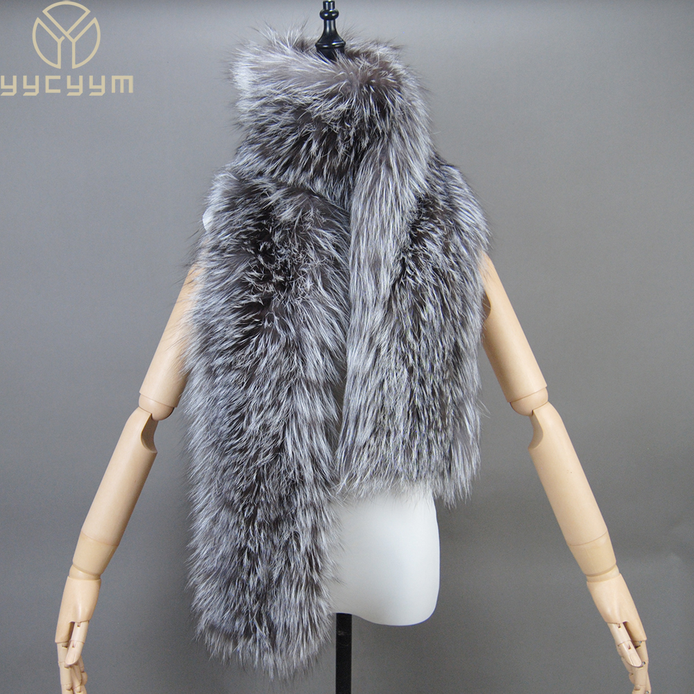 Écharpe femme doux tricoté dame longue Style réel fourrure de renard châle enveloppement naturel fourrure de renard anneau foulards hiver chaud véritable fourrure de renard écharpe