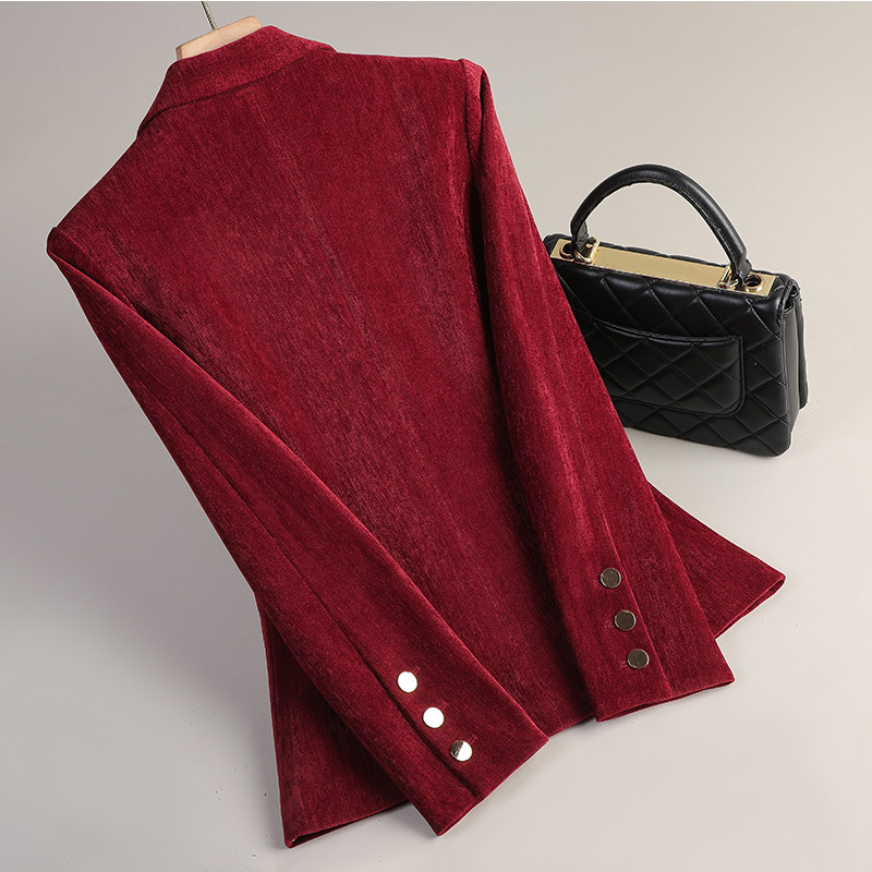 Blazer en velours jaune or pour femme – Collection Automne Hiver – Tenue décontractée et élégante pour le bureau – Veste de travail formelle