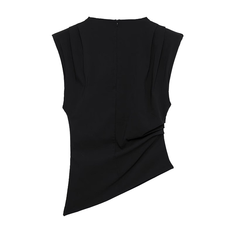 MUJER débardeur asymétrique femme froncé hauts sans manche pour femmes col haut haut haut sans bretelles femmes mode esthétique hauts femme