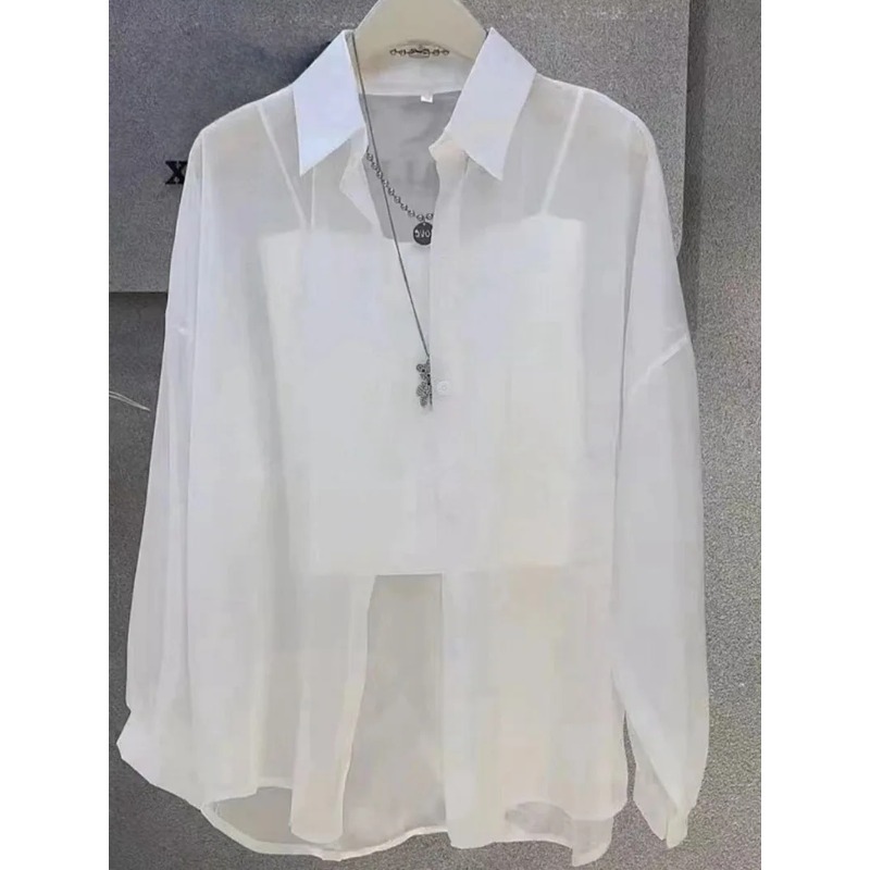 Nouvelle chemise femme |   Léger respirant, couleur unie, patte de boutonnage droite, revers, manches longues, vêtements d'extérieur et protection solaire