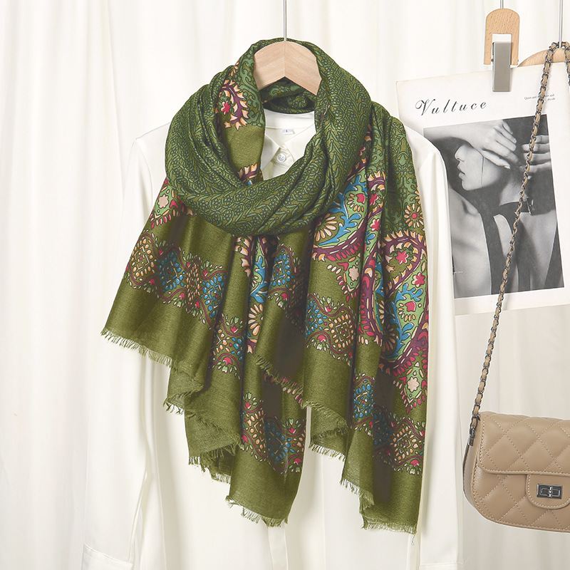 Châle en Viscose à franges florales Paisley aztèque pour femme, écharpe de haute qualité, étole Pashmina, Bufandas, Hijab musulman, 180x90Cm, hiver 2026