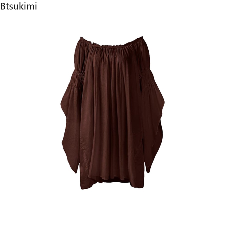 Chemisier Renaissance pour femmes, épaules dénudées, manches évasées, haut victorien, fée celtique, Robe Vintage, vêtements de Cosplay d'halloween