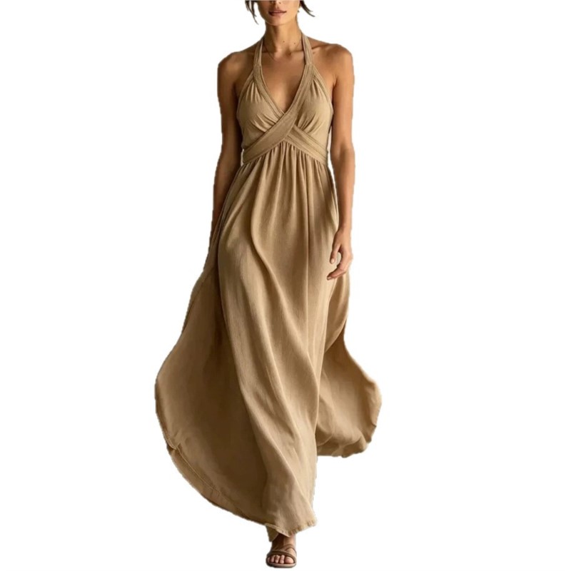 Nouvelle Robe d'été 2026 pour Femme – Sans Manches, Bretelles, Col en V, Décontractée, Ample, Tendance, Confortable, Polyvalente, Simple, Quotidienne, pour le Travail (Vestidos)