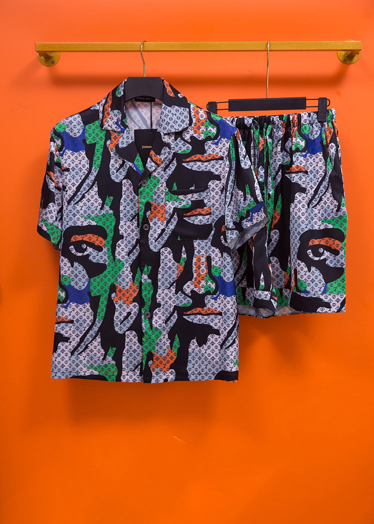 Ensemble de chemises hawaïennes de luxe pour hommes, tenue décontractée 2 pièces avec haut à revers et manches courtes, et short, coupe ample, collection 2024