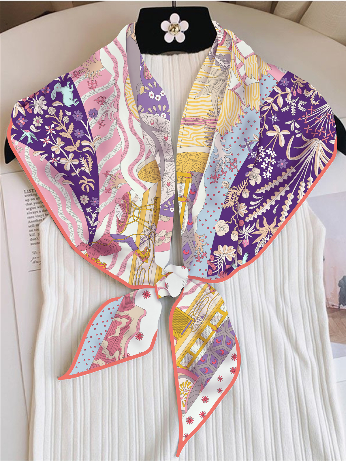 Écharpe triangle de marque pour femme, nouvelle voix du temps, sergé, bandana de luxe, bandeau de sauna, hijab, foulard, châle de la présidence