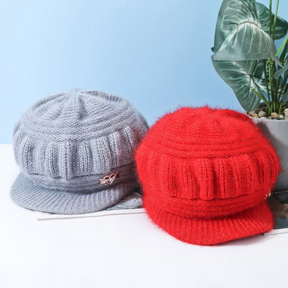Chapeau en laine tricoté pour femmes, couleur unie, casquette coupe-vent, couvre-chef d'hiver pour personnes d'âge moyen