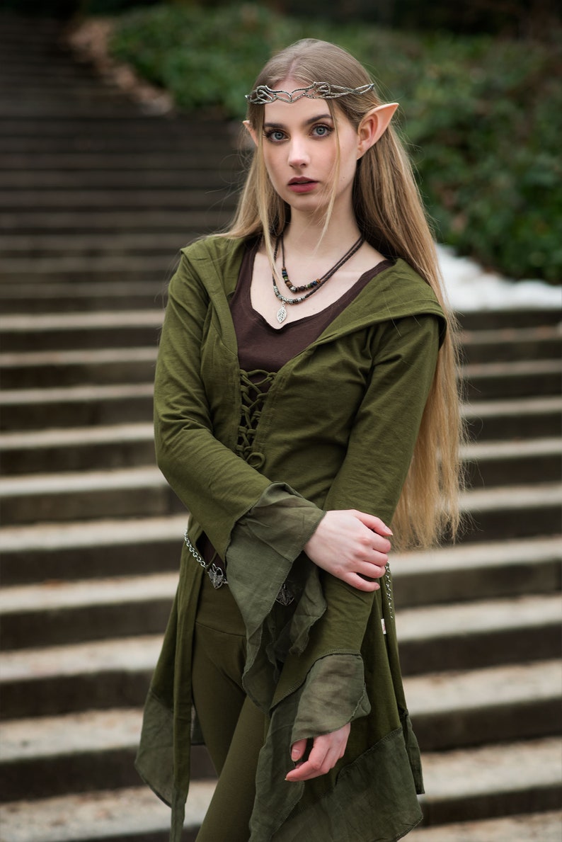 Cape d'elfe enchantée Cape de lutin Costume de fée Cape verte forêt robe médiévale tenue de fée elfe Cosplay fantaisie Halloween