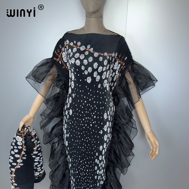 WINYI plissé élastique mince robe plage couvrir caftan abaya dubaï luxe robe de soirée robe de soirée abaya femme musulmane ع