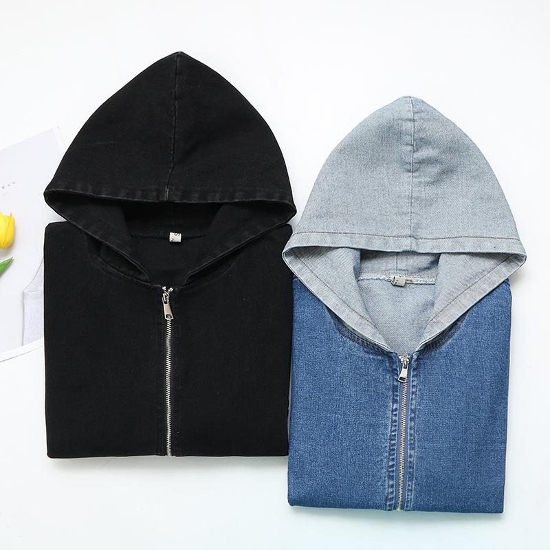 Veste en jean à capuche décontractée pour femmes, vêtements pour femmes, grande taille, automne, nouveau, 873