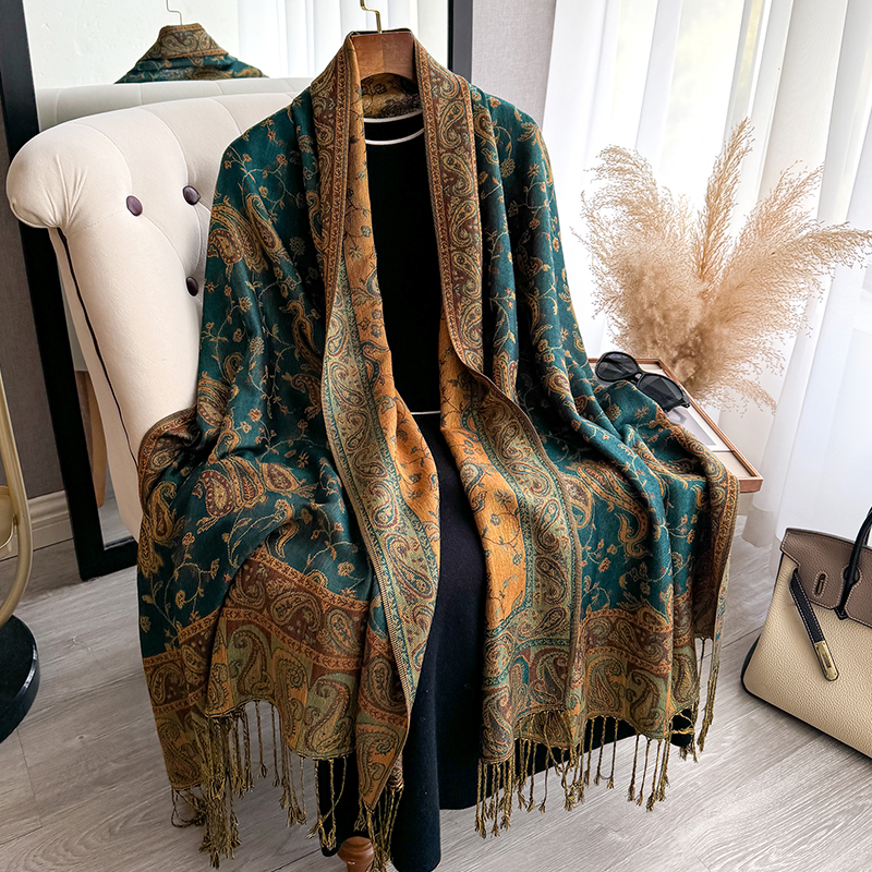 Gland couverture conception épaisse Pashmina nouveau hiver chaud châle enveloppement Paisley motif écharpe femmes foulard Poncho étoles 2025