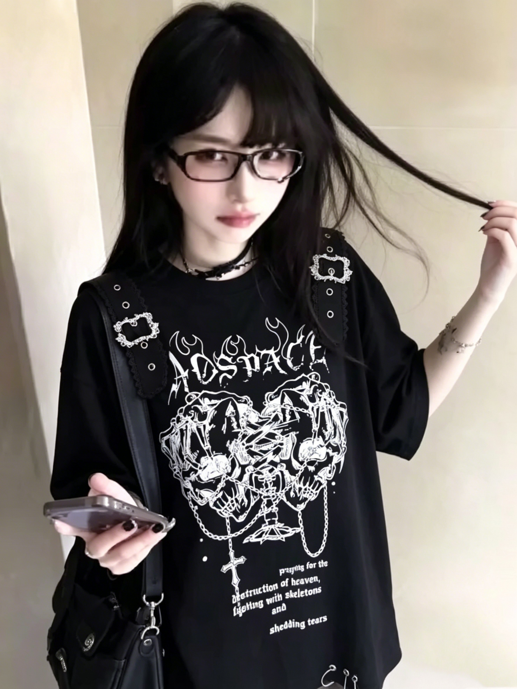 Nouveaux T-shirts Gothiques d'été pour Femme, Style Japonais, Décontractés à Manches Courtes, Motifs Cartoon, Hauts Tendance pour Femmes