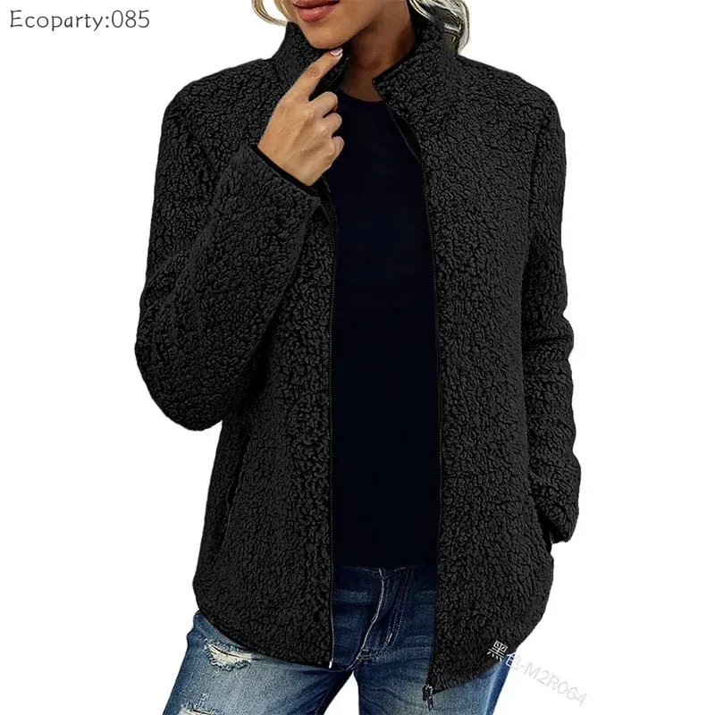 Manteaux chauds pour femmes, mode décontractée, fermeture éclair manches longues, col montant en velours bulle, sweat-shirt de couleur unie pour unisexe, automne hiver