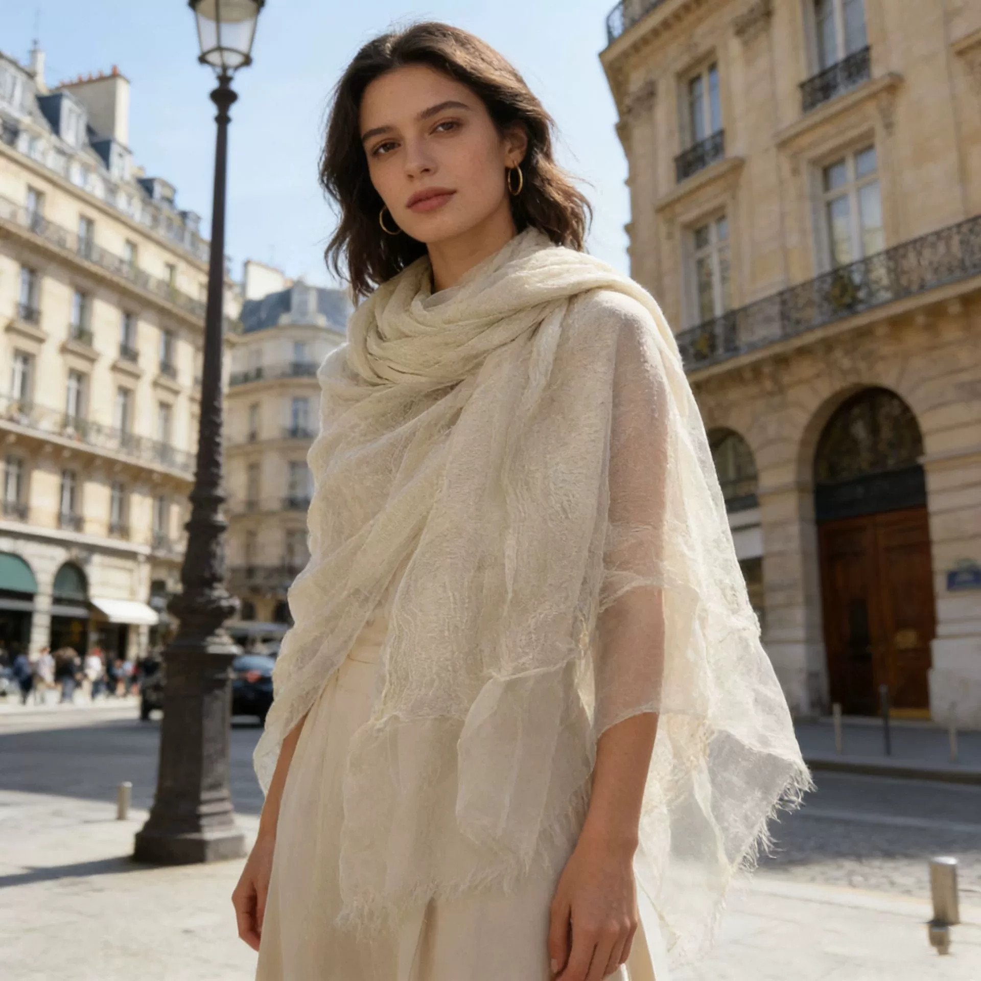 Écharpe en soie élégante et légère pour femme, protection solaire, châle polyvalent fin, écharpe rétro pour femme