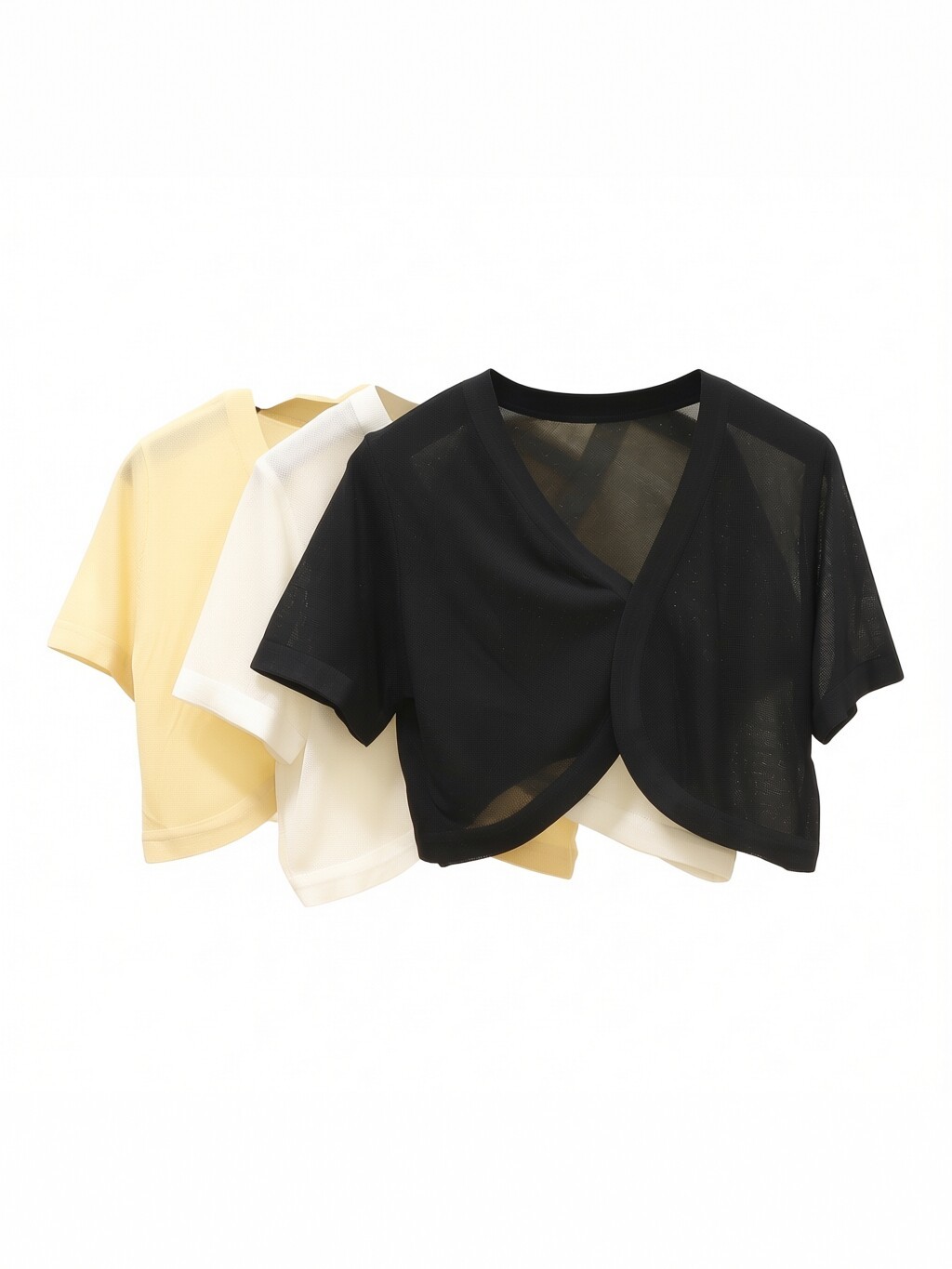 OupillJerseile-Cardigan d'été pour femmes, chemisiers courts, style coréen, col en v mignon, manteau noir BEmbed o femme basique