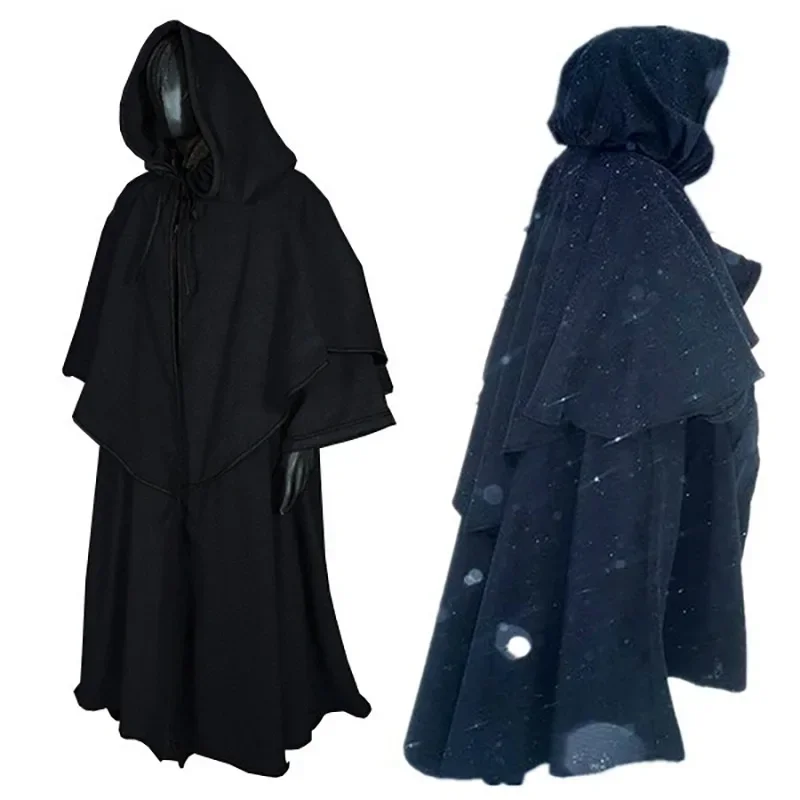 Cosplay Robe à capuche médiévale Costume Halloween habiller fête adulte moine cape assistant Guide Performance vêtements scène drame