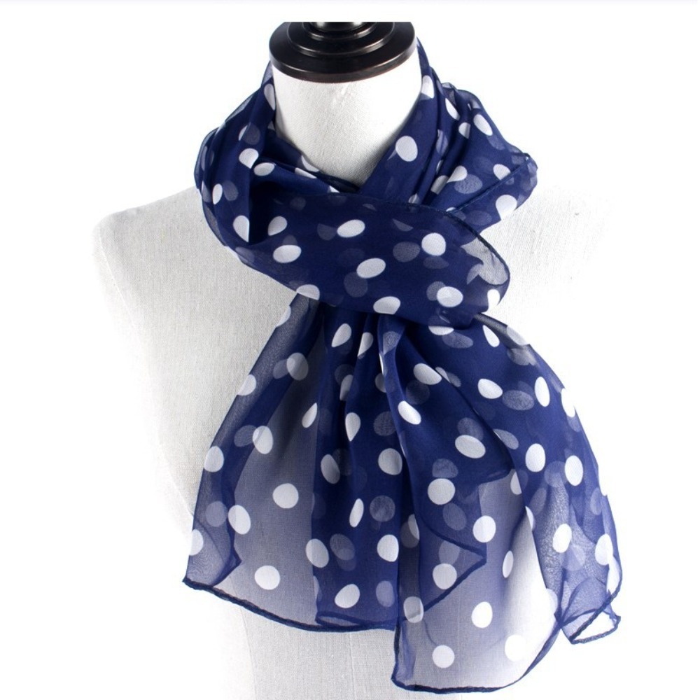 Écharpe à pois pour femmes, écharpe en mousseline de soie, bandeau doux pour la tête, protection solaire d'été, châle de climatiseur