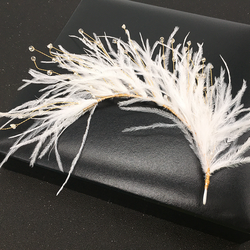 Barrettes à plumes, diadèmes, bijoux de cheveux de mariée pour femmes, épingles à cheveux en cristal et perles, nouvelles barrettes tendance, accessoires de mariage pour femme