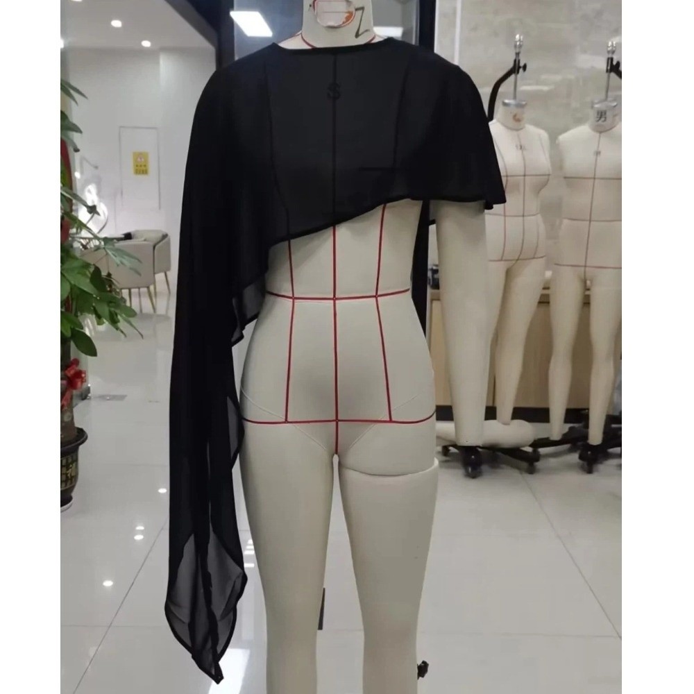 Cape châle élégante en mousseline transparente pour femme, asymétrique, en maille, pour robe de soirée