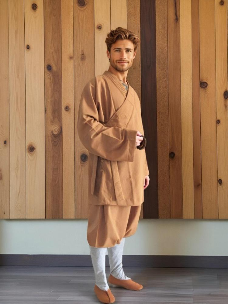 Ensemble de moine bouddhiste le plus vendu de 2025! Robe et pantalon en coton mercerisé – Anti-rides et respectueux de la peau pour le yoga/température