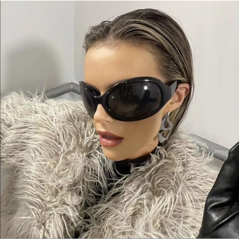 Nouvelle mode lunettes de soleil lunettes nouvelles femmes hommes ovale sport lunettes de soleil femme surdimensionné nuances lunettes