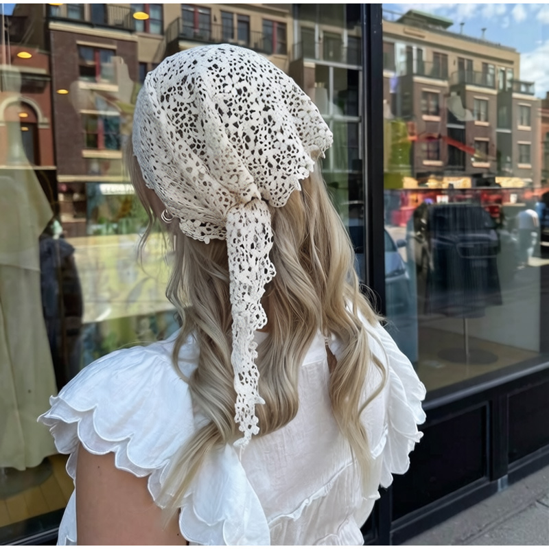 Écharpe et foulard en dentelle florale pour femmes, adaptés à la plage, aux fêtes et aux occasions formelles, bandana pour femmes, tenues d'été, bandeau pour cheveux de plage
