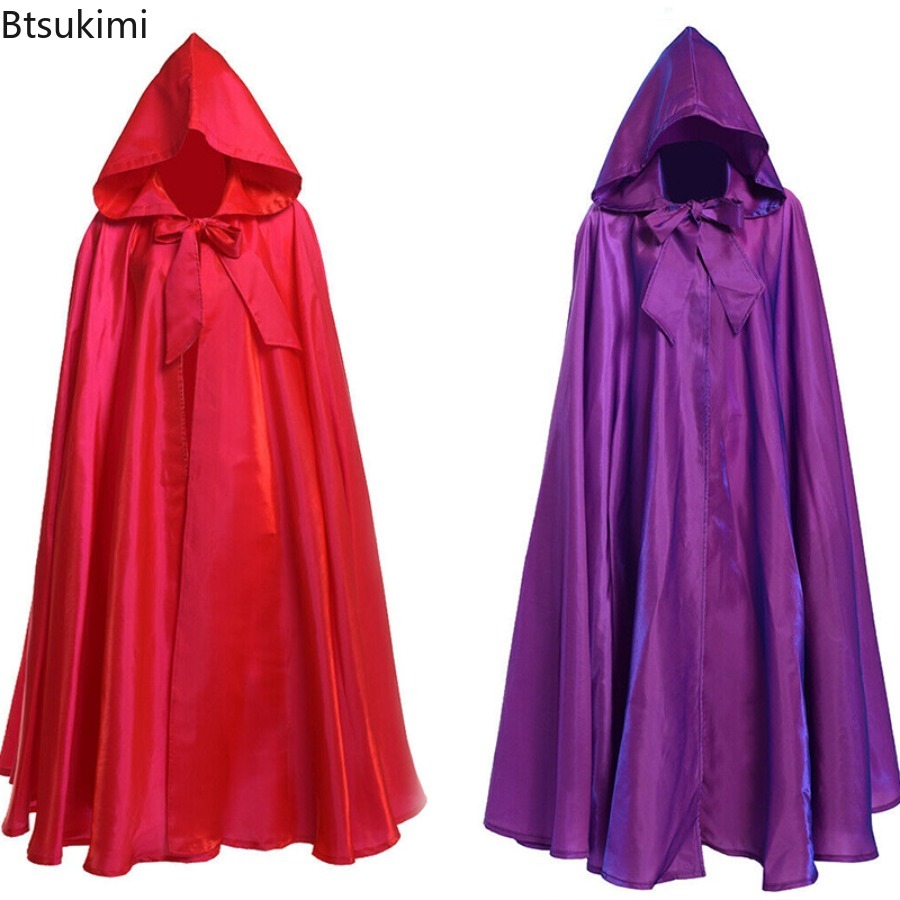 Robe longue à capuche pour femmes et hommes adultes, Cape à capuche, sorcellerie, vacances de noël, couleur unie, Cape médiévale, Costume de fête d'halloween