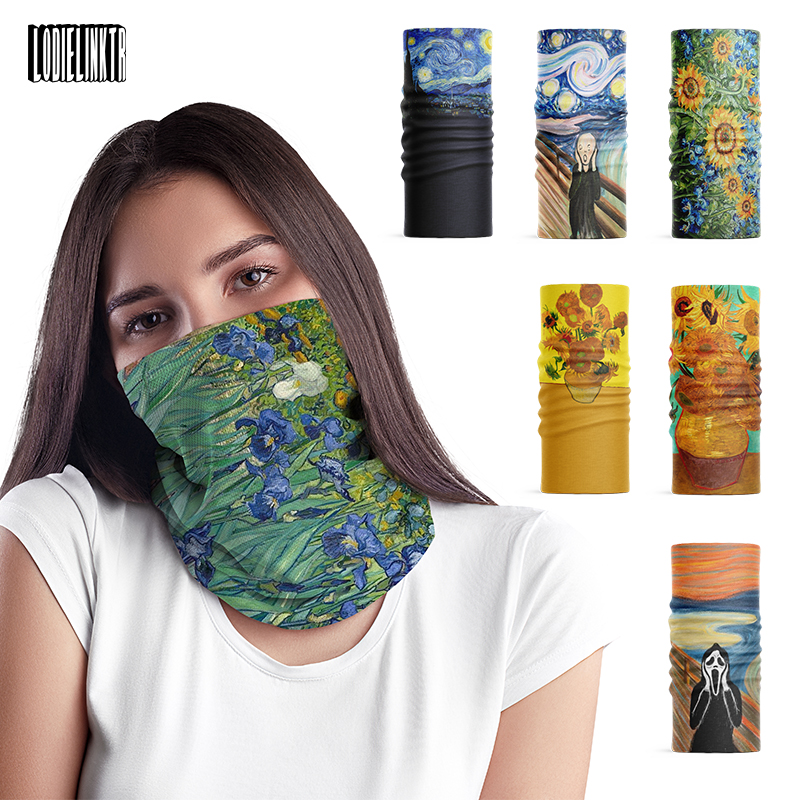 Peinture à l'huile imprimée en 3D Van Gogh, écharpe de cou pour femmes, foulard de visage doux, Bandana tournesol nuit étoilée, Hijab, nouvelle mode