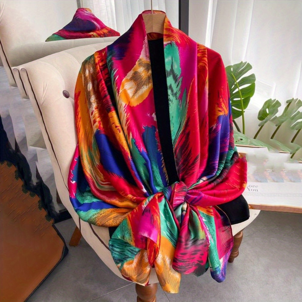 Écharpe imprimée couleur pour femmes, châle à usage quotidien doux et confortable à la mode, écharpe multifonctionnelle décontractée pour femmes