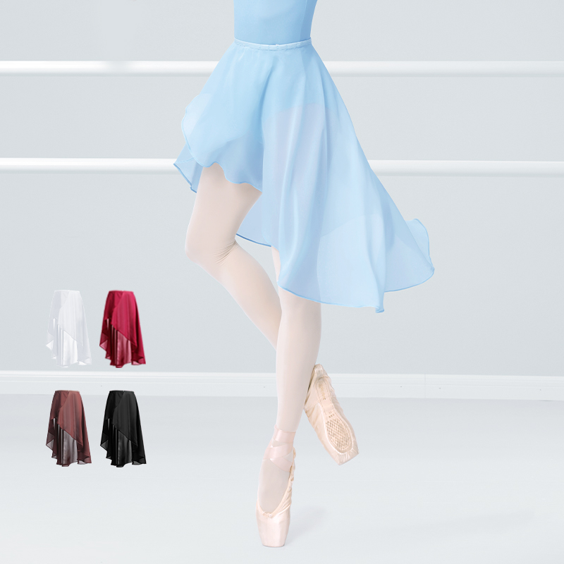 Jupes de ballet pour femmes, jupe en tulle de chiffon, jupe noire en polyester, jupes irrégulières, jupe de danse à boucle réglable, costume de danse pour adolescentes