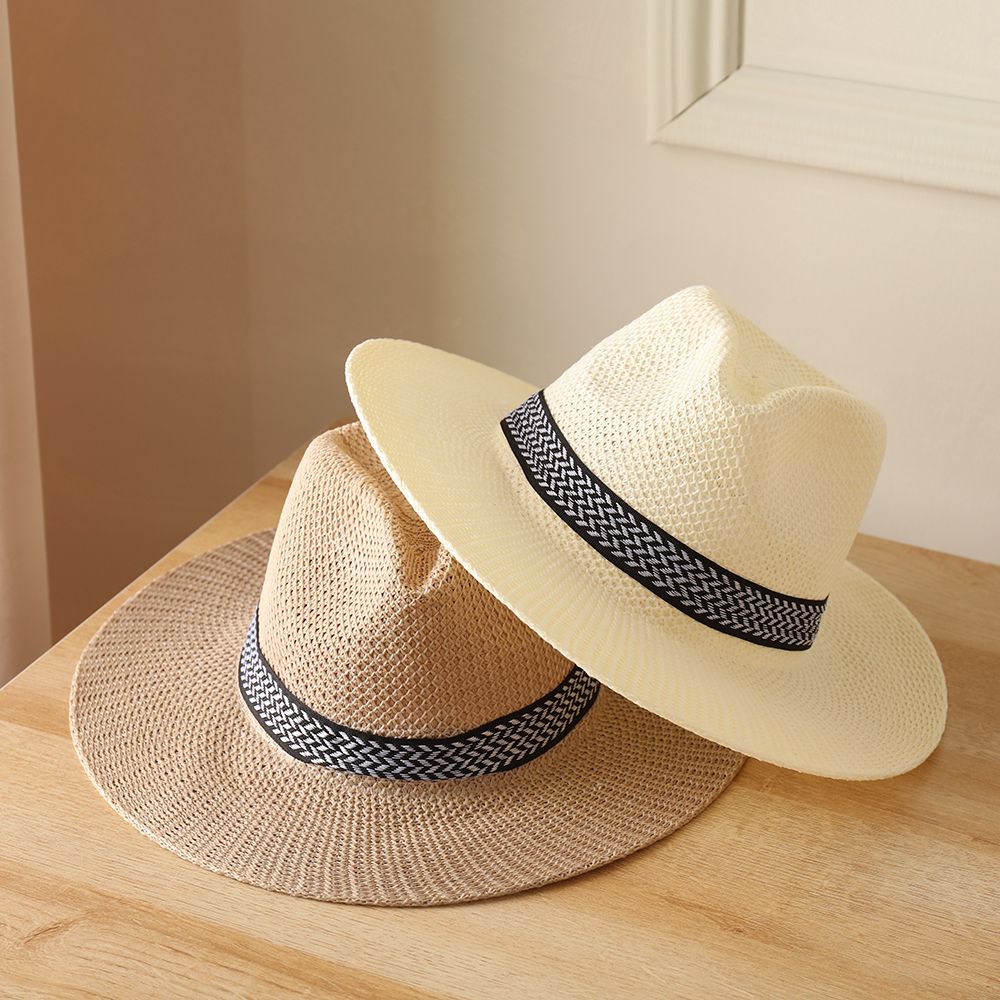 Chapeau de paille à large bord pour hommes et femmes, casquette de loisirs d'été, Fedora anderJazz, mode voyage, chapeau de soleil de loisirs, style simple, nouveau, 2022