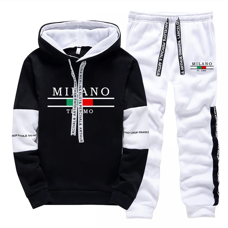 Ensemble de survêtement décontracté pour homme : sweat à capuche et pantalon de jogging pour le sport en extérieur
