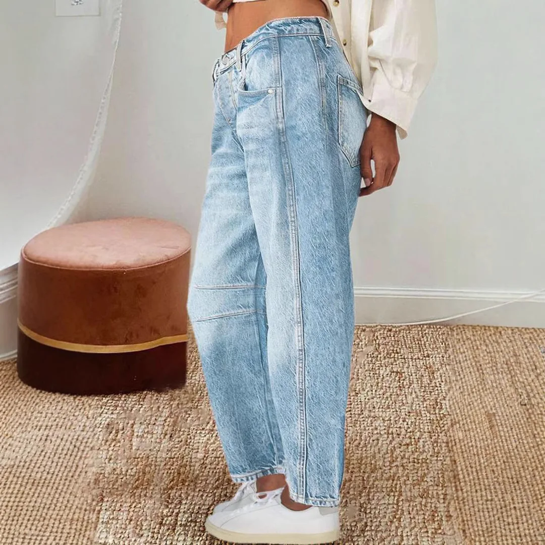 Jean en Denim à Jambes Larges pour Femme, Pantalon Long, Style Spinal, Décontracté, Régulier, Droit, Fjélégant, Taille Moyenne, Automne Hiver, Y2k