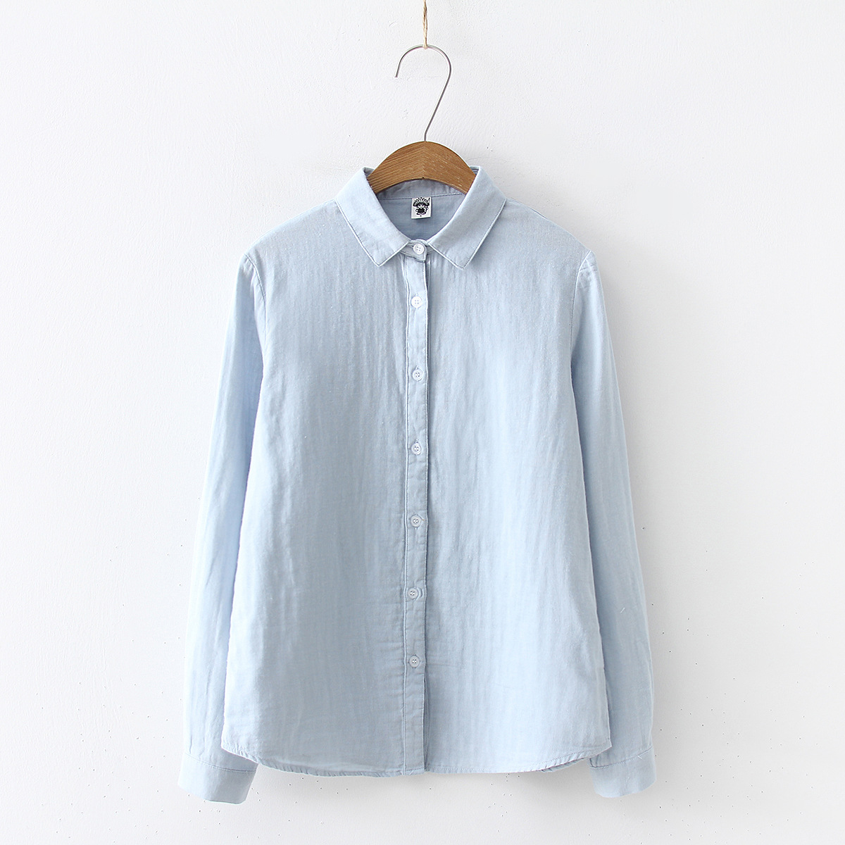 Femmes Blouses nouvelle mode à manches longues confortable bureau chemise coton fil décontracté hauts Blusas Femininas couleur unie