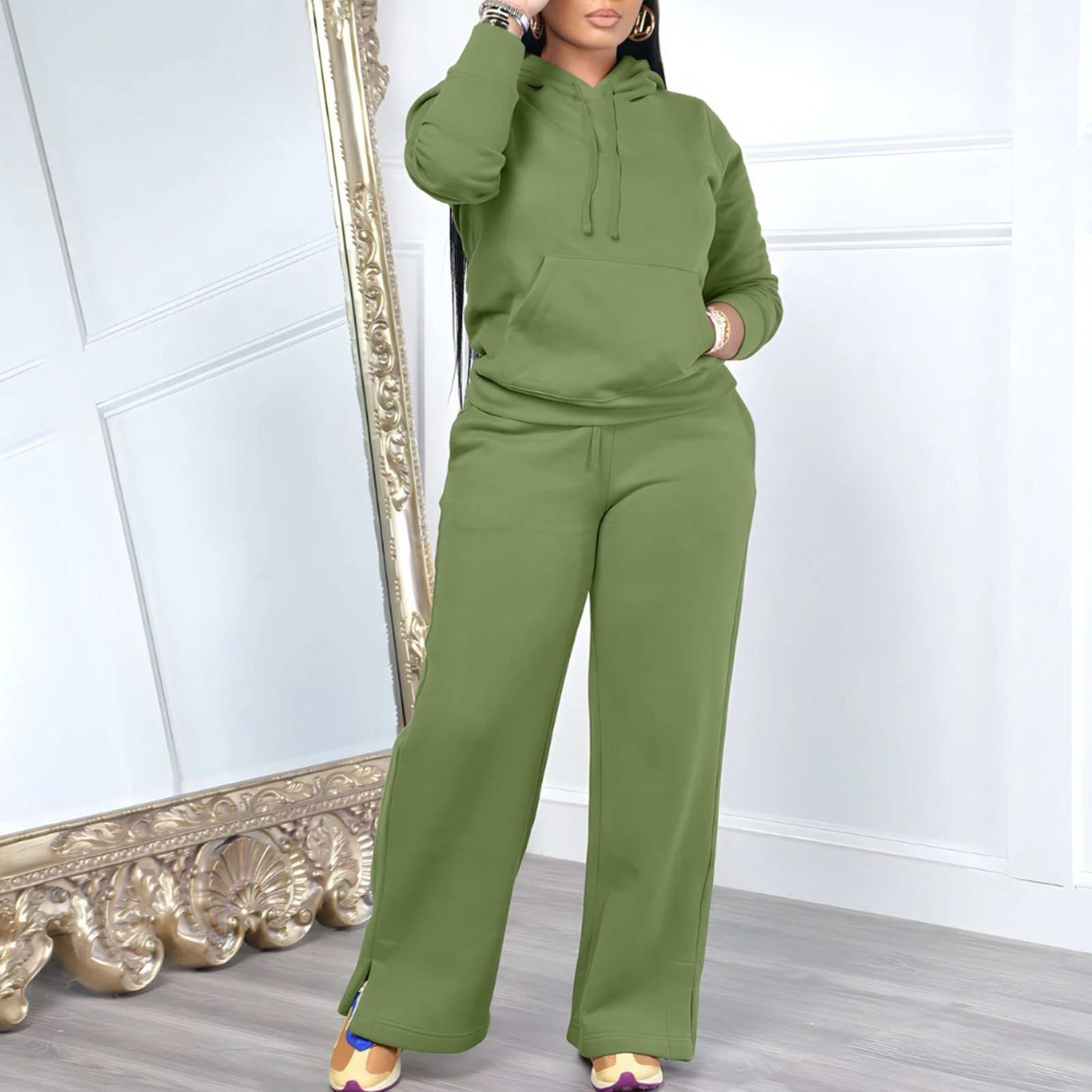 Robe pour femmes grande taille femmes couleur Pure automne et hiver mode et chaud sweat à capuche décontracté Joggers pull costume pour femmes ensemble