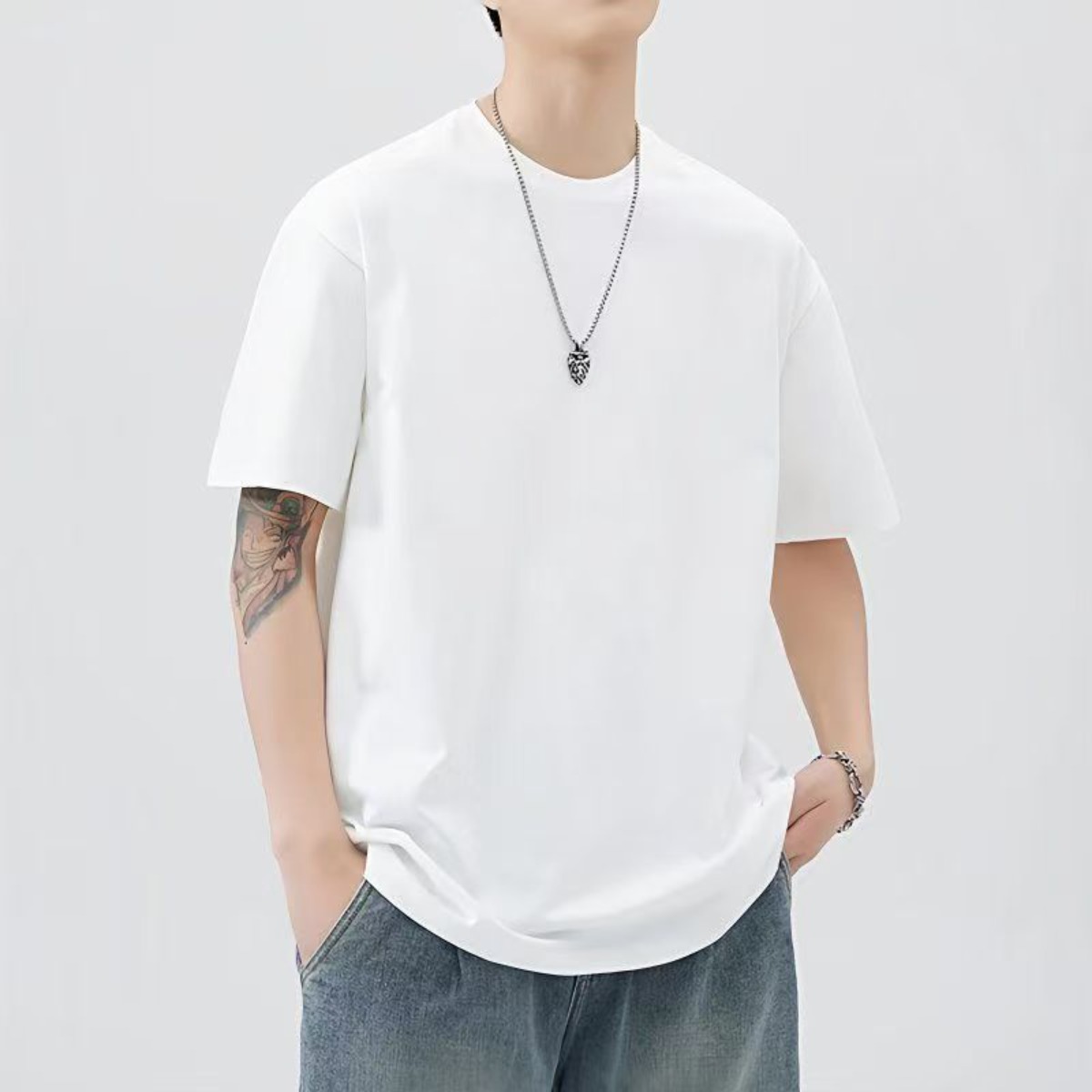 T-shirt Homme Nouvelle Collection Été – Hauts Unis Classiques pour le Quotidien – T-shirts Basiques à Col Rond et Manches Courtes – Hauts Blancs
