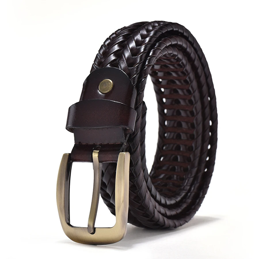 Ceinture tressée décontractée pour homme, boucle à ardillon tendance, ceinture durable pour usage quotidien, largeur 3,3 cm, 110-125 cm, noir, marron, café