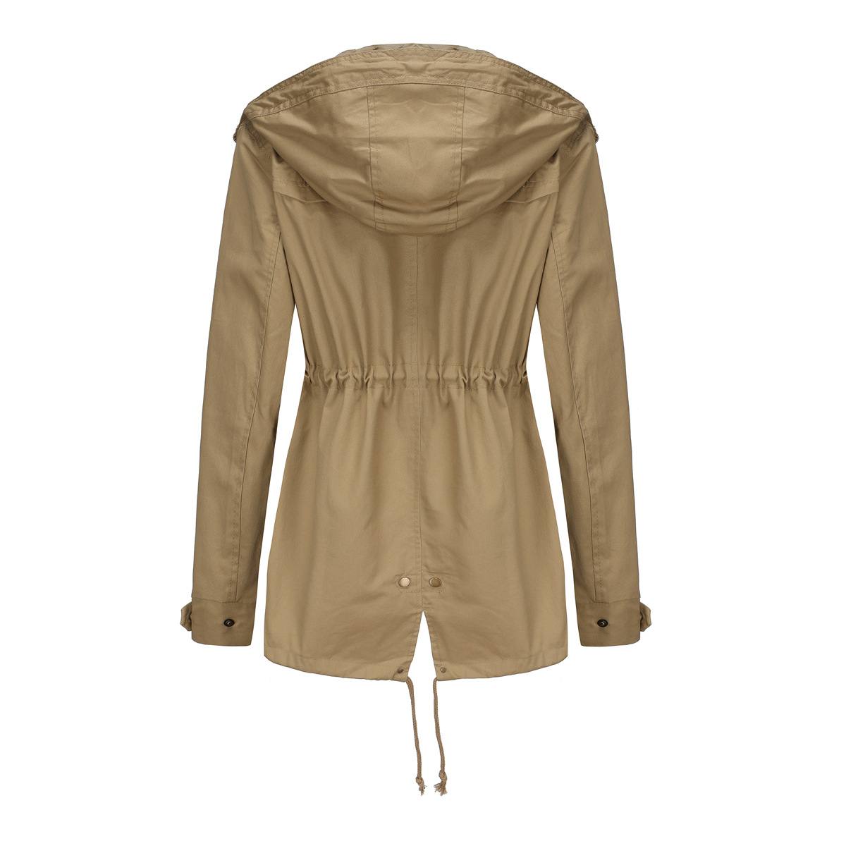 Manteau trench à capuche pour femme, grande taille, coupe ample, couleur unie, en coton imperméable, veste de printemps et d'automne, vêtement d'extérieur tendance