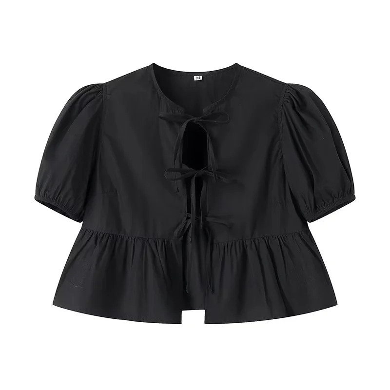 MUJER chemisiers à volants femme manches bouffantes chemises et chemisiers pour femmes blanc noir froncé haut court femme froncé chemisier femme