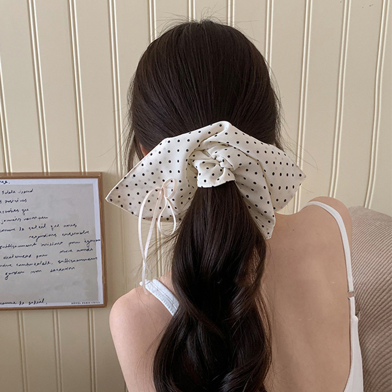 Nouvel accessoire pour cheveux : Bandeau en tissu blanc motif papillon, élastique à cheveux à pois noirs, bandeau en cuir pour queue de cheval K