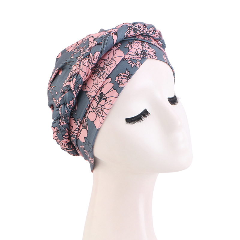 Nouveau femmes bohème noué Turban chapeau fleur imprimé tressé foulard casquettes musulman Hijab élastique Bonnet bonnets chimio chapeaux