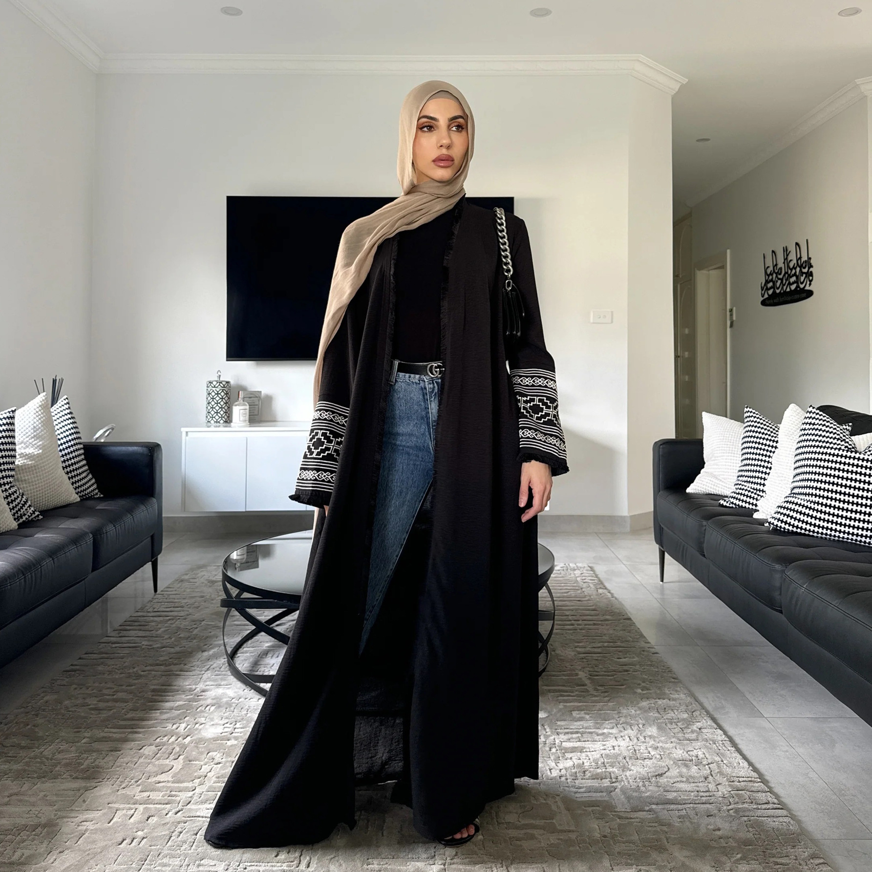 Eid broderie Abayas pour femmes Robe musulmane dubaï luxe turquie caftan Islam vêtements Kebaya Caftan Marocain Femme Robe Kimono