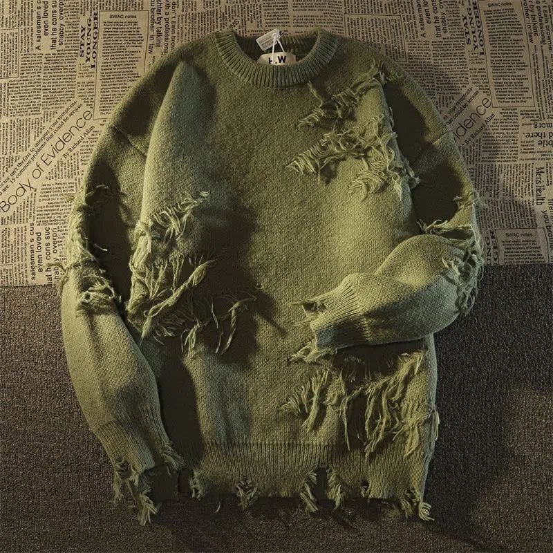 Pulls surdimensionnés en tricot à col rond avec glands, pull à trous, vêtements de style coréen, tendances de la mode, nouveautés, automne et hiver 2024