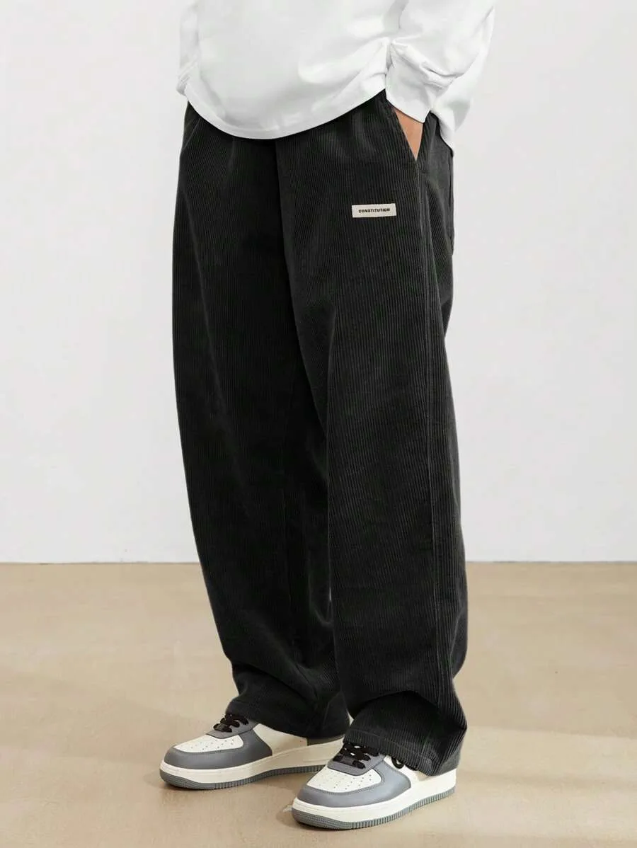 Pantalon en velours côtelé pour homme, coupe ample, décontracté, longueur normale, style cargo, pour homme et femme