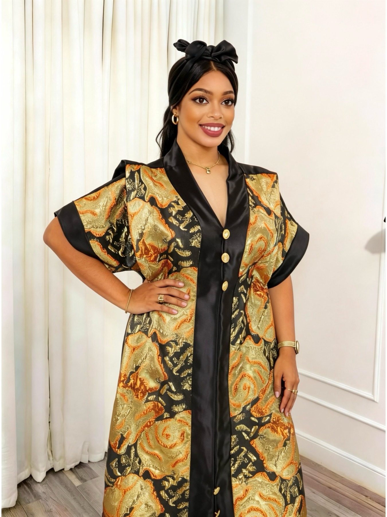 Robe africaine traditionnelle pour femmes, imprimée et ornée de paillettes, grande taille, robe longue du Moyen-Orient, abaya islamique avec foulard pour l'Aïd