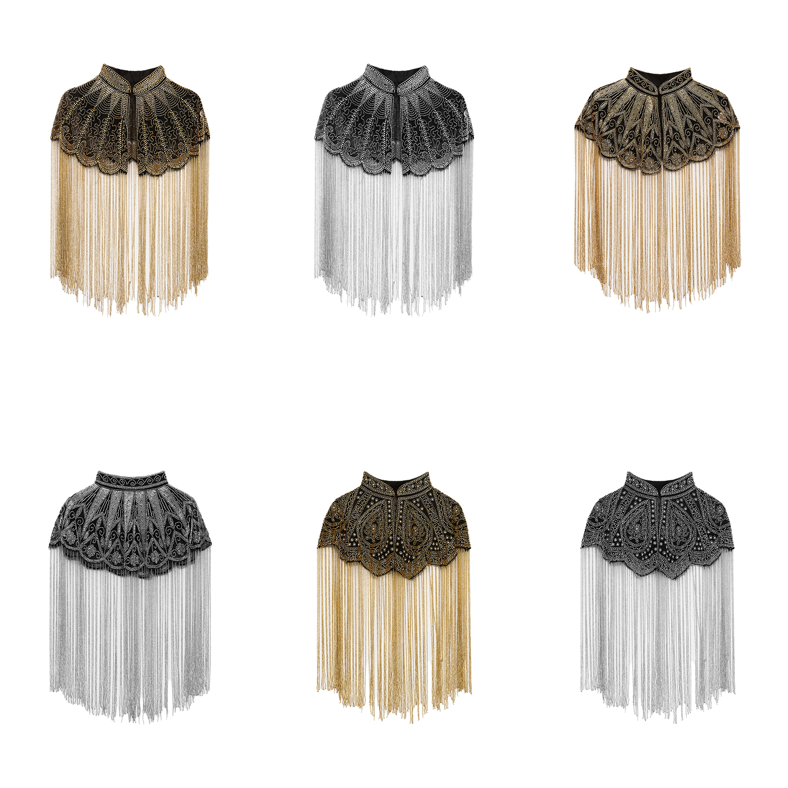 Élégante Écharpe de Soirée Années 20 pour Femme, Châle à Franges, Cape à Paillettes et Perles, Cape de Soirée Vintage à Pompons, Écharpe Flapper