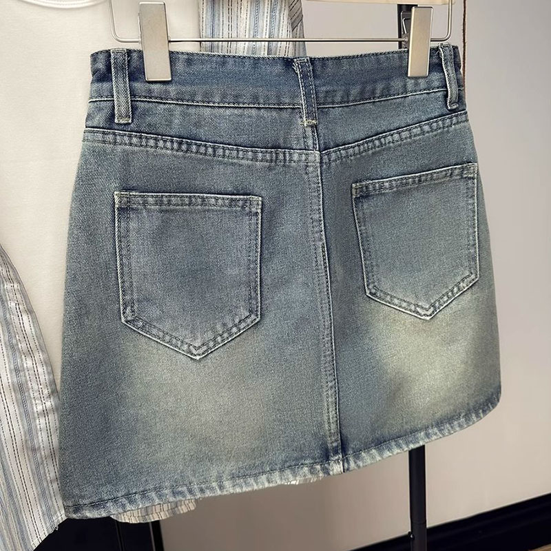Jupes en Jean pour femmes, Vintage, taille haute, coupe cintrée, délavée, Mini jupes pour femmes, nouvelle mode Y2K, jupes courtes trapèze, 2025