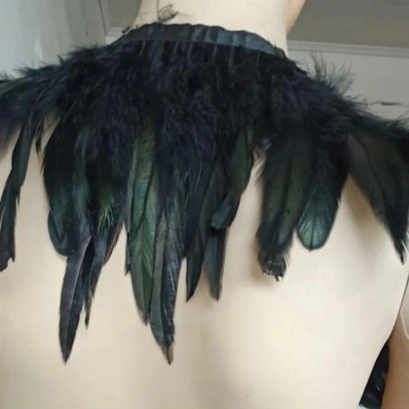 Cape gothique en plumes, châle, enveloppe d'épaule, col à nouer, haussement d'épaules, Costume d'halloween pour femmes et hommes