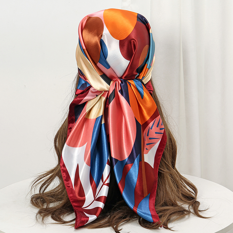 Nouveau Foulard Carré en Soie et Satin 2026 pour Femme, Motif Floral, Bandeau, Écharpe, Hijab, Bandana