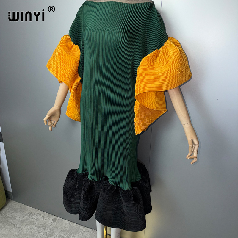 Robe plissée élastique WINYI, style bohème, tenue de plage, kaftan musulman, abaya, robe longue de luxe pour femme, Dubaï, robe de soirée pour les vacances.