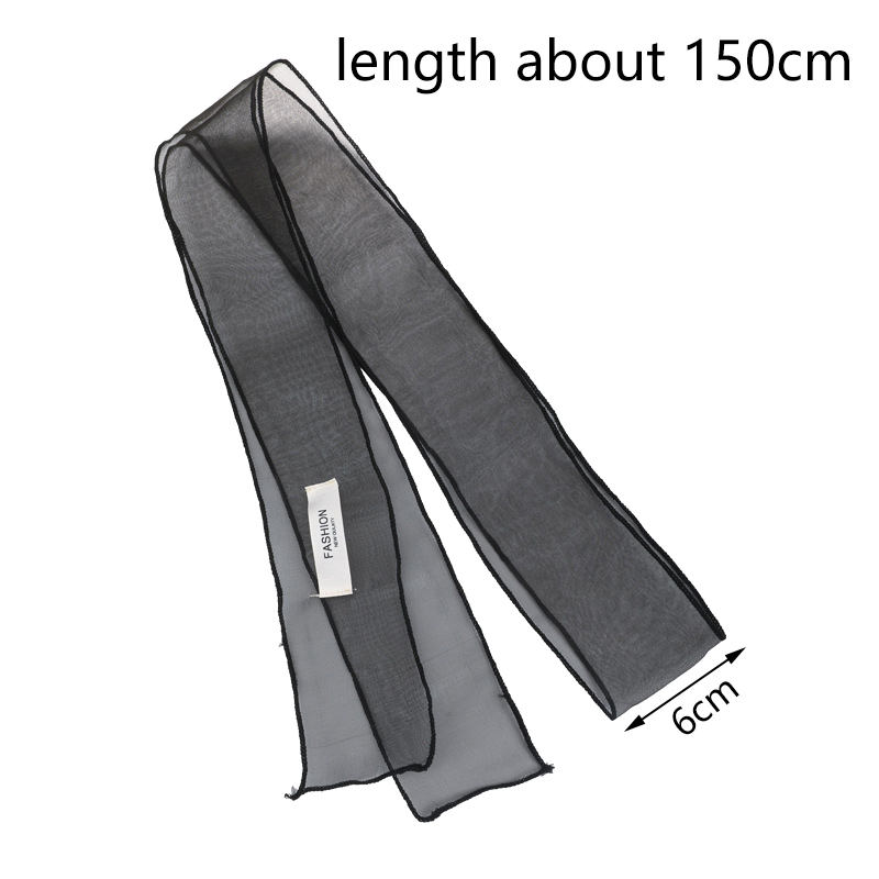 Foulard en fil transparent long et étroit avec ruban, style mode Printemps-Été, pour femmes et filles, idéal pour le shopping, la photographie et comme cadeau